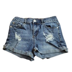 Harmony + Havoc distressed denim shorts 7